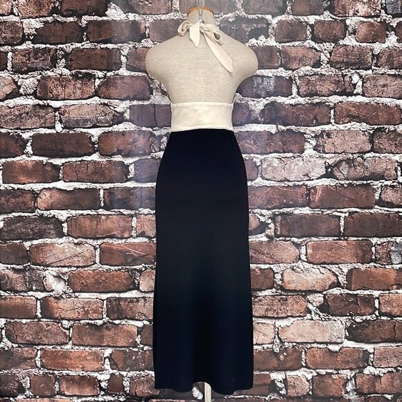Lush NWT Maxi Dress Halter Knit Sweater Taupe Black Size Medium M - Picture 9 of 16